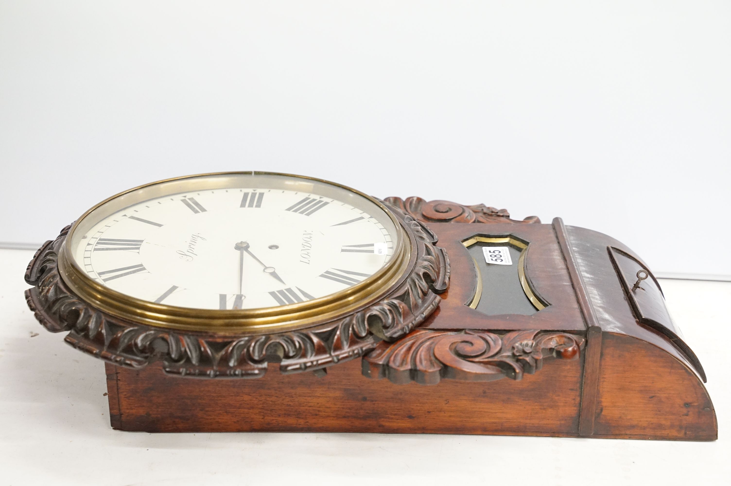 Early 20th Century Spring London pendulum wall clock having a round face with roman numerals to - Image 7 of 13