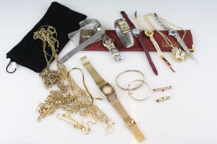 Collection of costume jewellery and watches to include Accurist, Everite marcasite set watch, Zurich