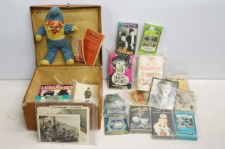 Collection of Laurel and Hardy and Charlie Chaplin assorted collectables and ephemera. The lot to