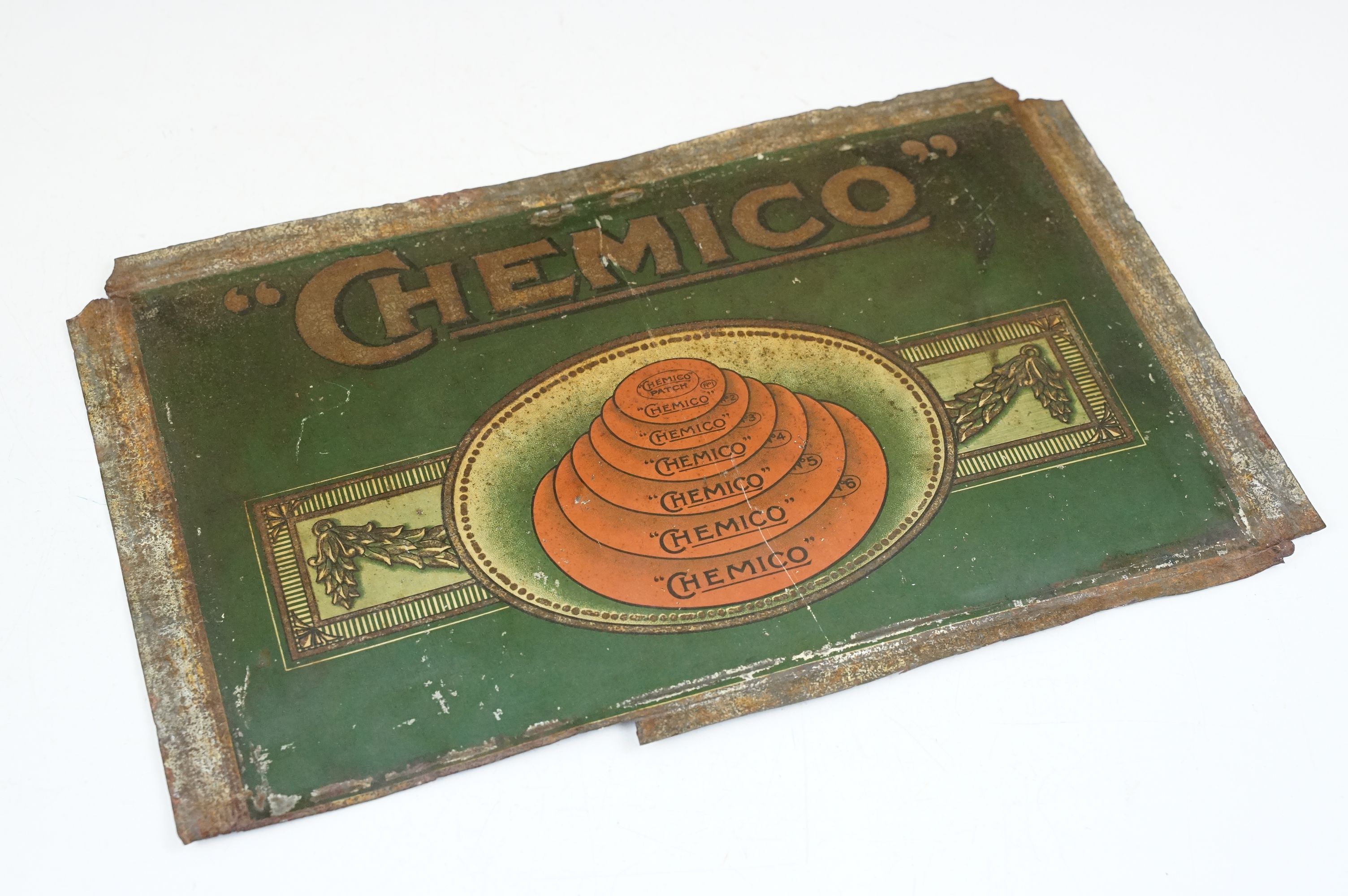 Advertising - ' Chemico Patch ' tin advertsing sheet, circa 1930's, approx 38cm x 23cm - Image 2 of 6