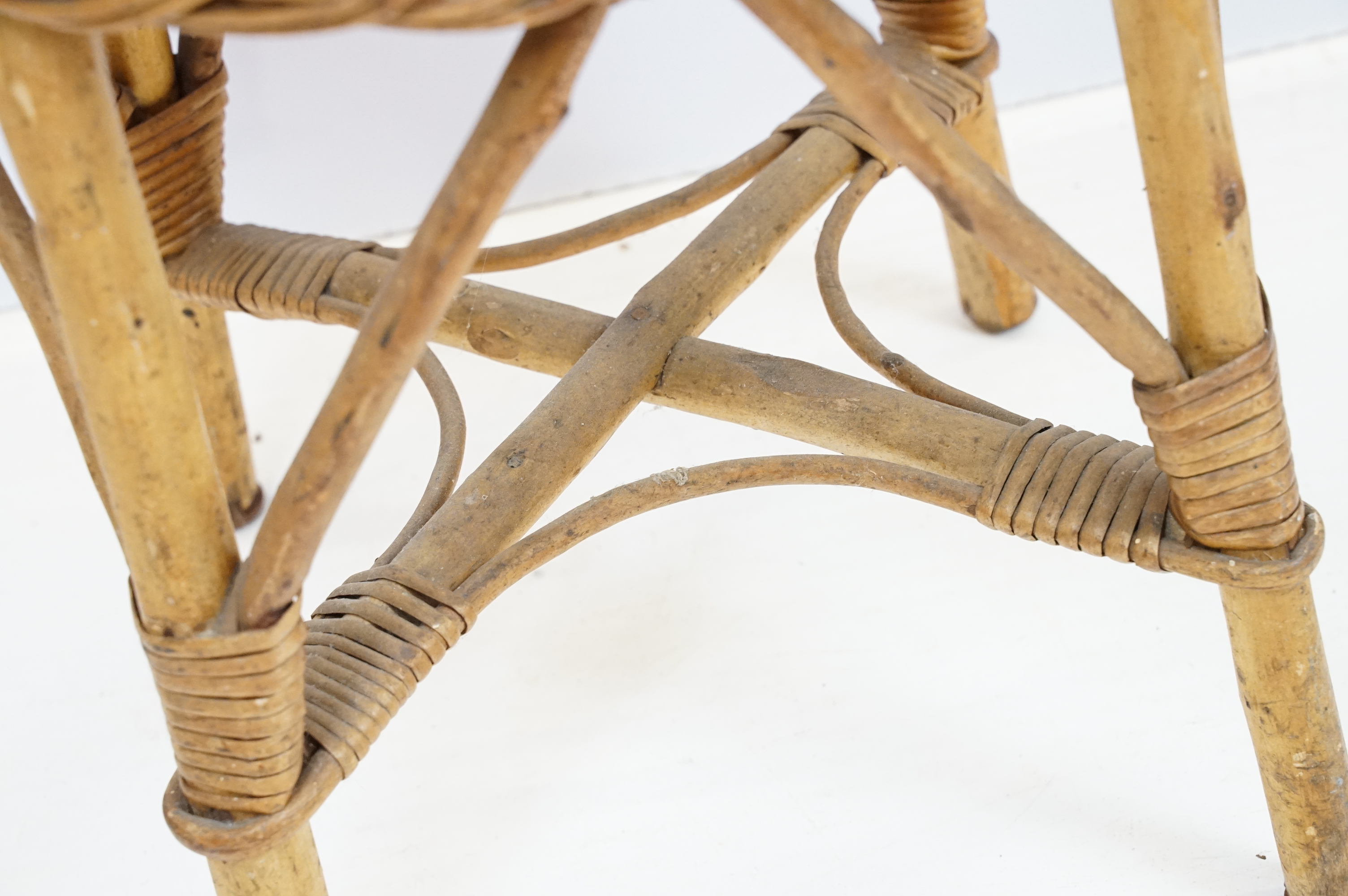 Pair of Wicker & Bamboo Stool or Stands, 36cm diameter x 36cm high - Image 6 of 7