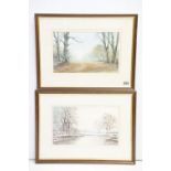 Two signed pastel landscape drawings to include 'November Day Lydiard Park' 1988 and 'A Winter's Day