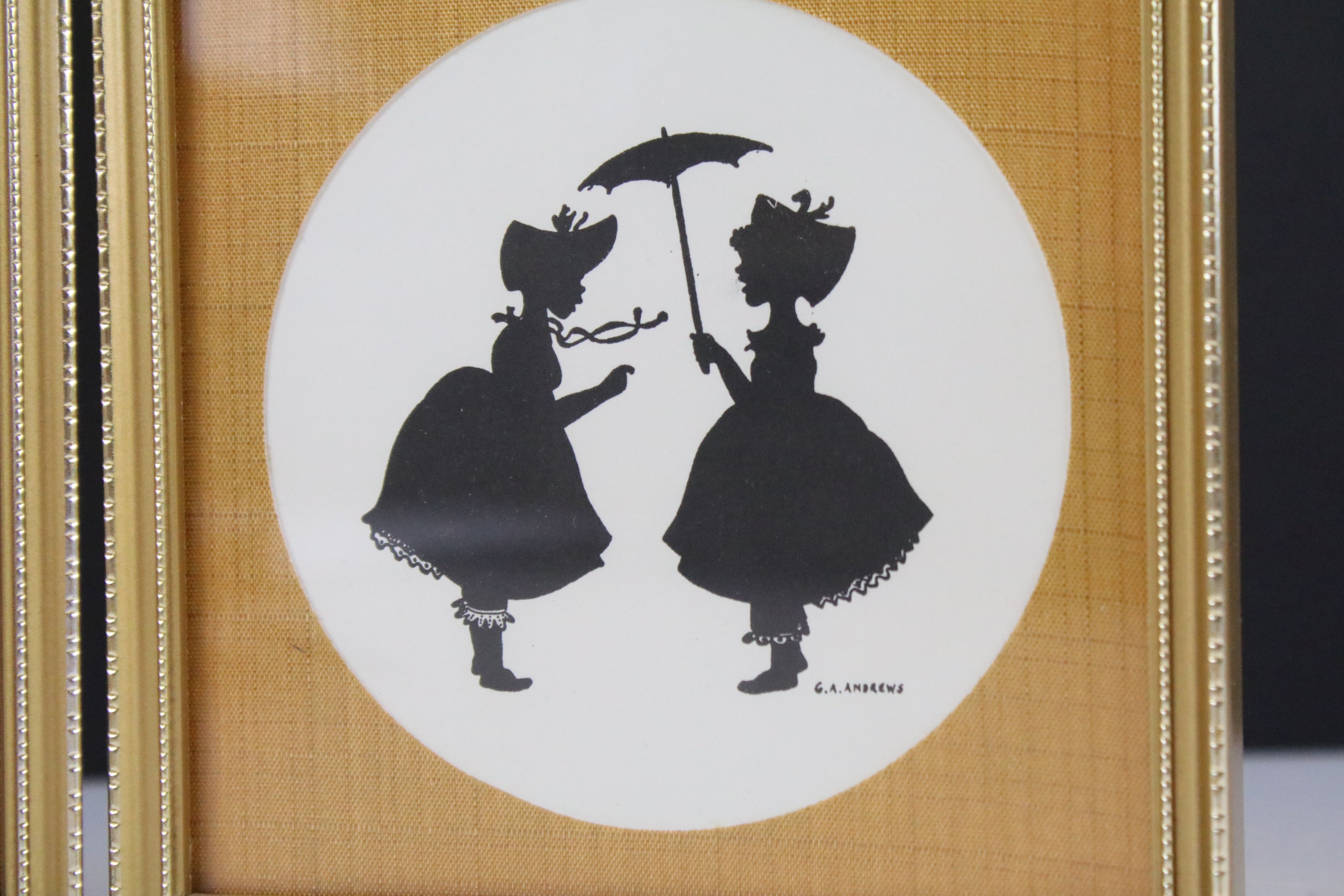 Group of four small silhouette pictures to include two G.A. Andrews examples (approx 10cm diameter), - Image 6 of 6