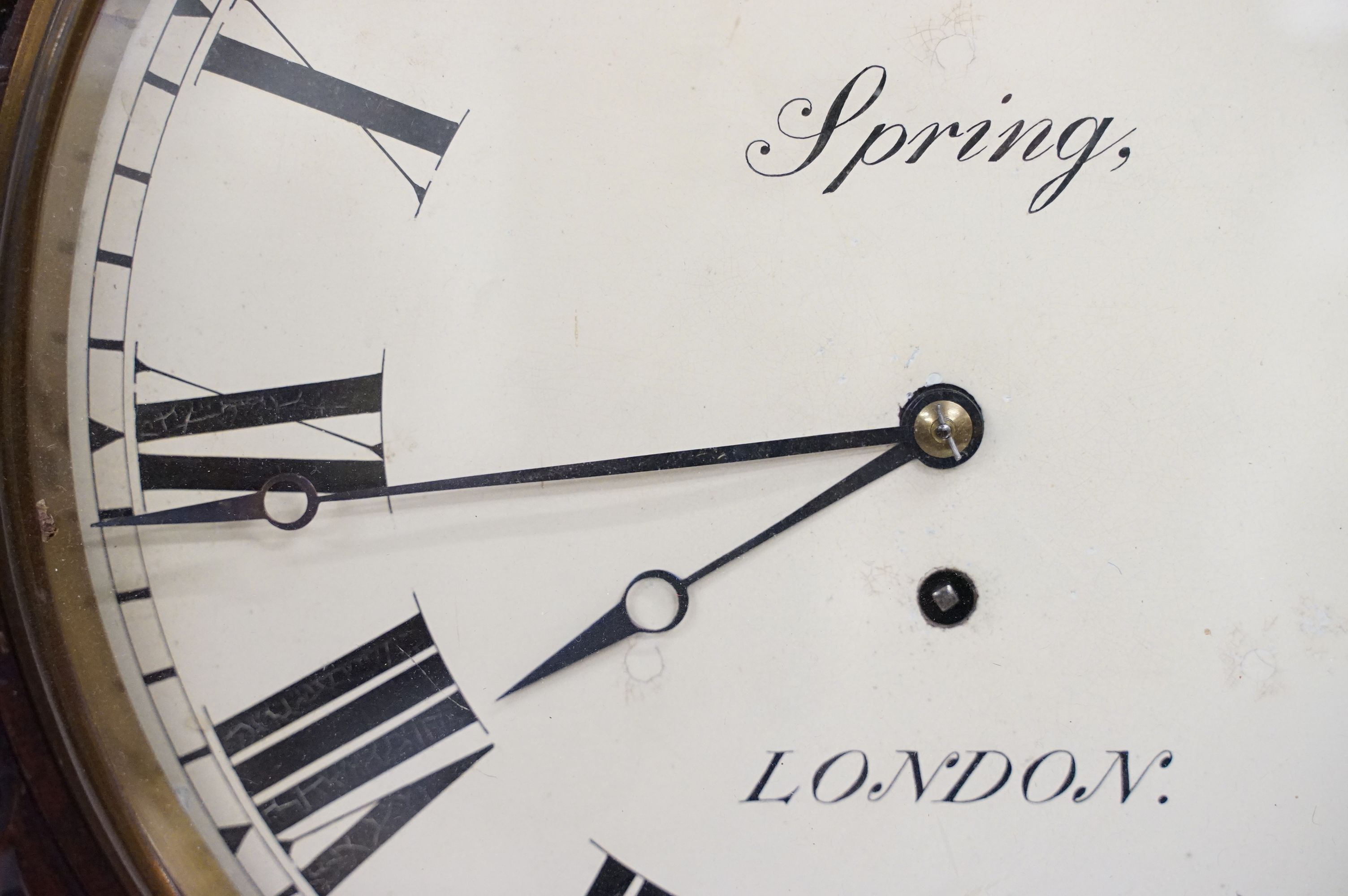 Early 20th Century Spring London pendulum wall clock having a round face with roman numerals to - Image 3 of 13