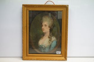 18/19th Century oil on canvas portrait of a regal lady 39cm x 29cm