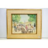 Richard Lester 20th C oils on canvas French scene with figures titled France Alfresco 38cm x 47.5cm