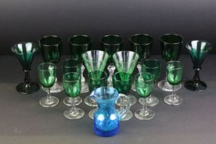 Collection of assorted green glassware to include Early 20th Century and later examples, some having