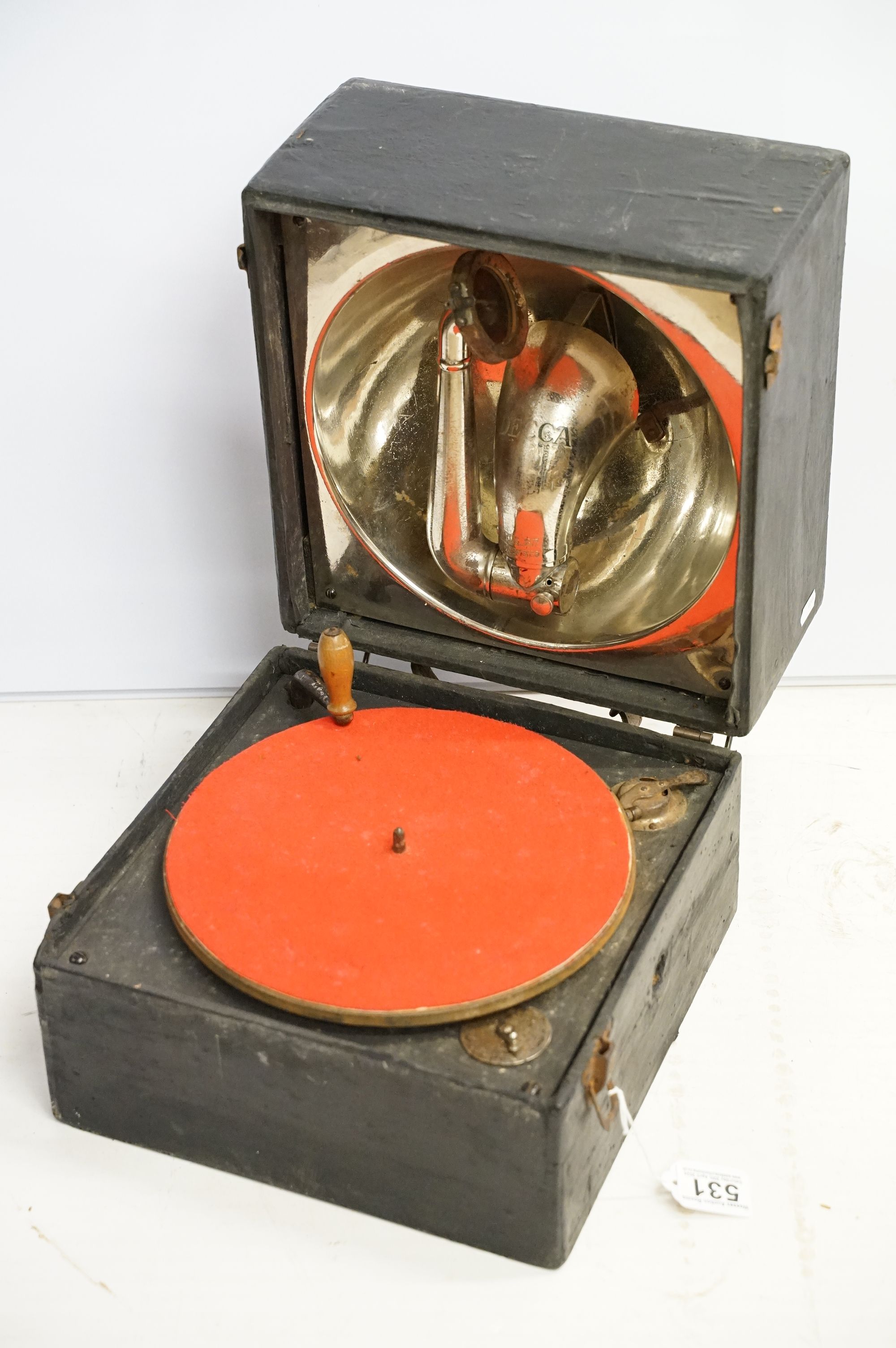 Early 20th Century Decca portable gramophone in case.