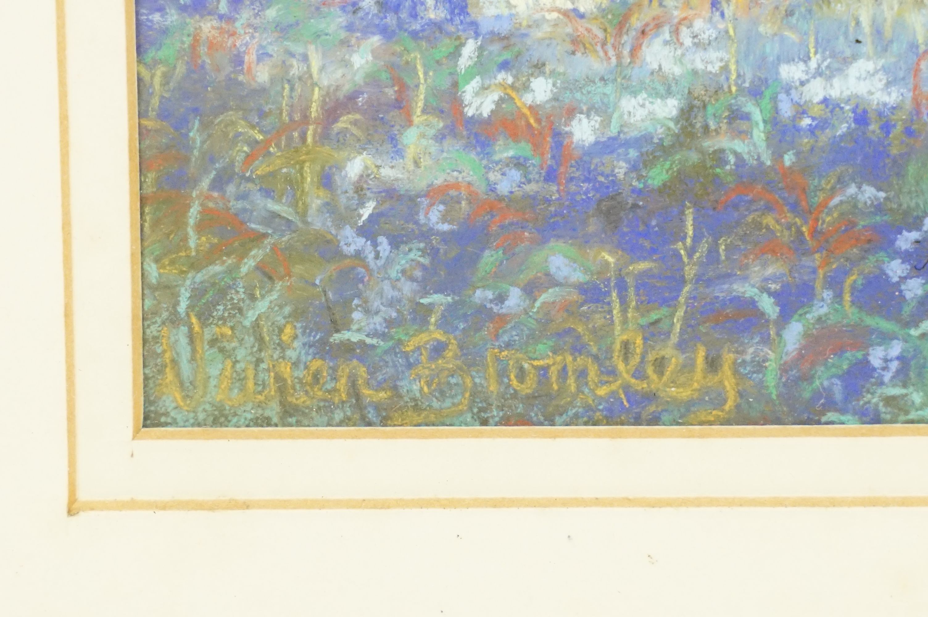 Vivien Bromley, Maytime in The Malverns, pastel, title label verso, 25.5 x 19.5cm, framed and glazed - Image 5 of 6