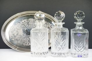 Three cut glass whisky decanters to include one Edinburgh crystal example