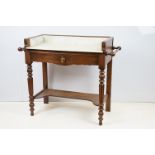 19th Century Victorian marble topped wash stand. The galleried marble top with drawer beneath,
