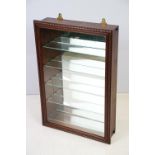 Wall hanging collectors display cabinet with 5 glass shelves and a mirrored back