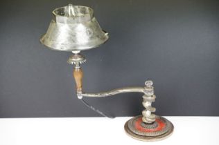 Novelty vintage French coffee grinder desk lamp with metal shade, approx 37cm tall