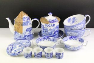 Collection of Spode blue and white ceramics to include Italian, and floral blue room collection