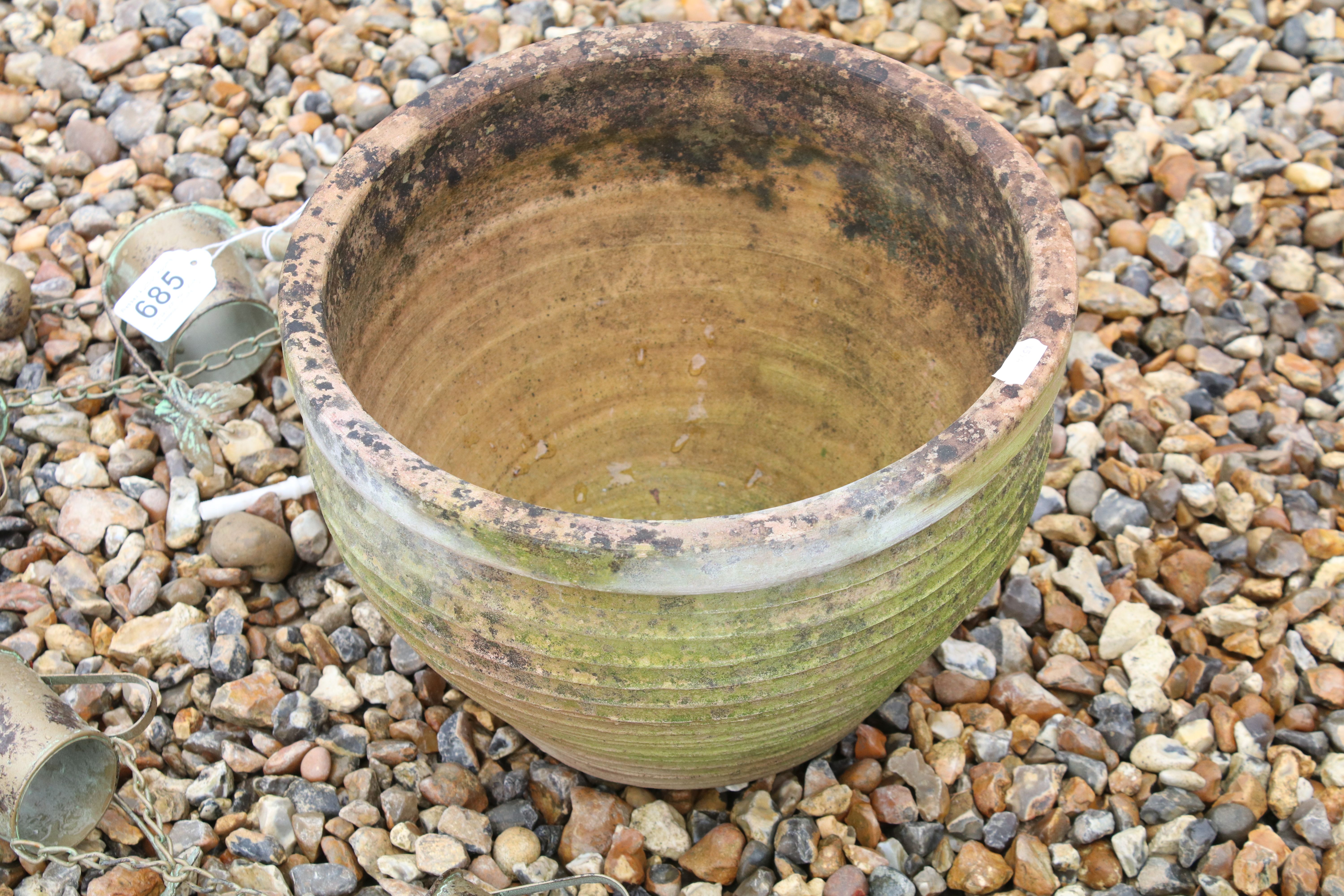 Terracotta garden planter (approx 30cm diameter), together with a hanging watering can garden - Image 2 of 4