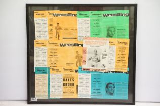 Wrestling Memorabilia & Autographs - Framed & glazed montage of 8 x vintage Wrestling programmes