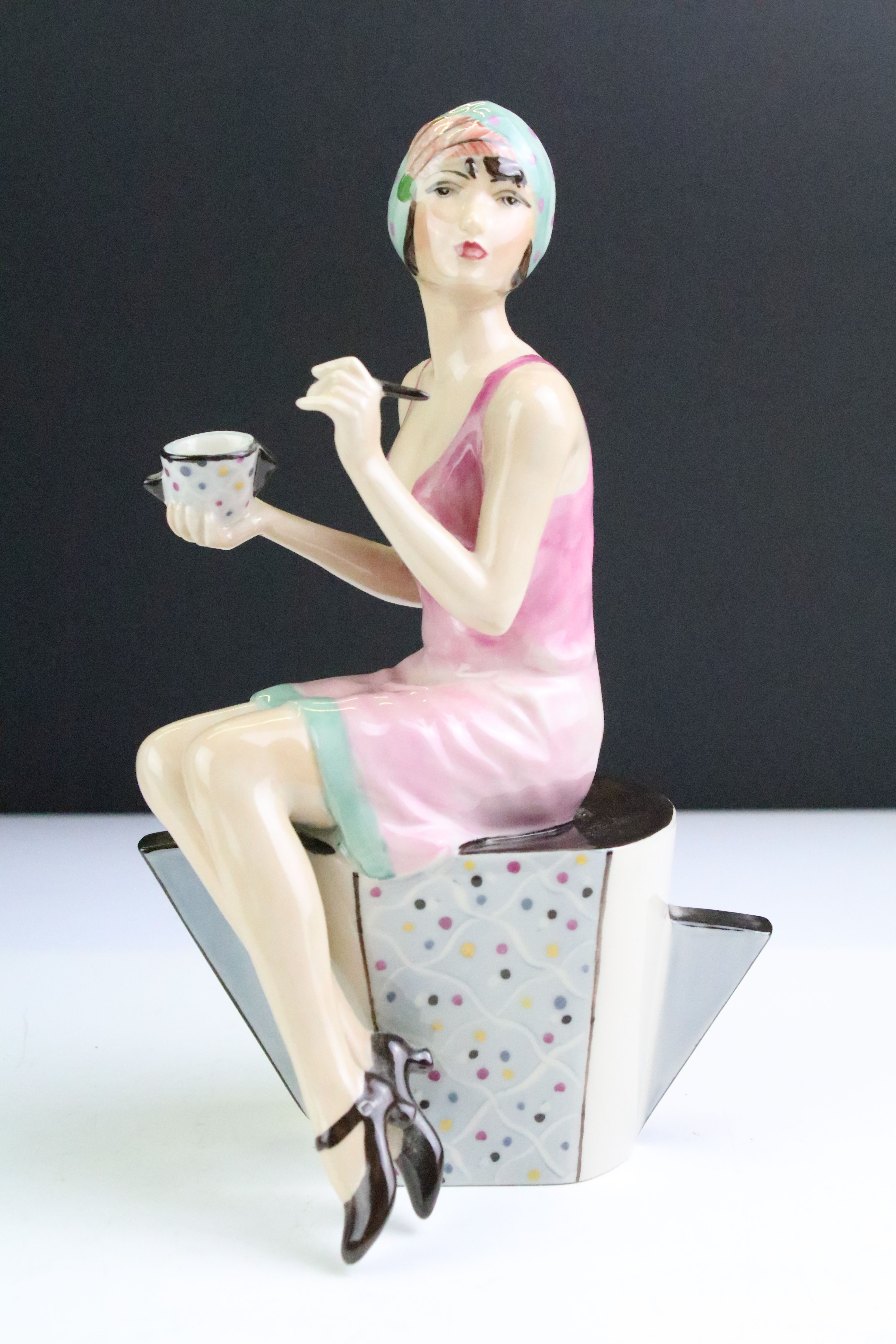 Boxed Peggy Davies Ceramics ' Art Deco Imitating Life ' ltd edn porcelain figurine, with CoA, approx - Image 2 of 5