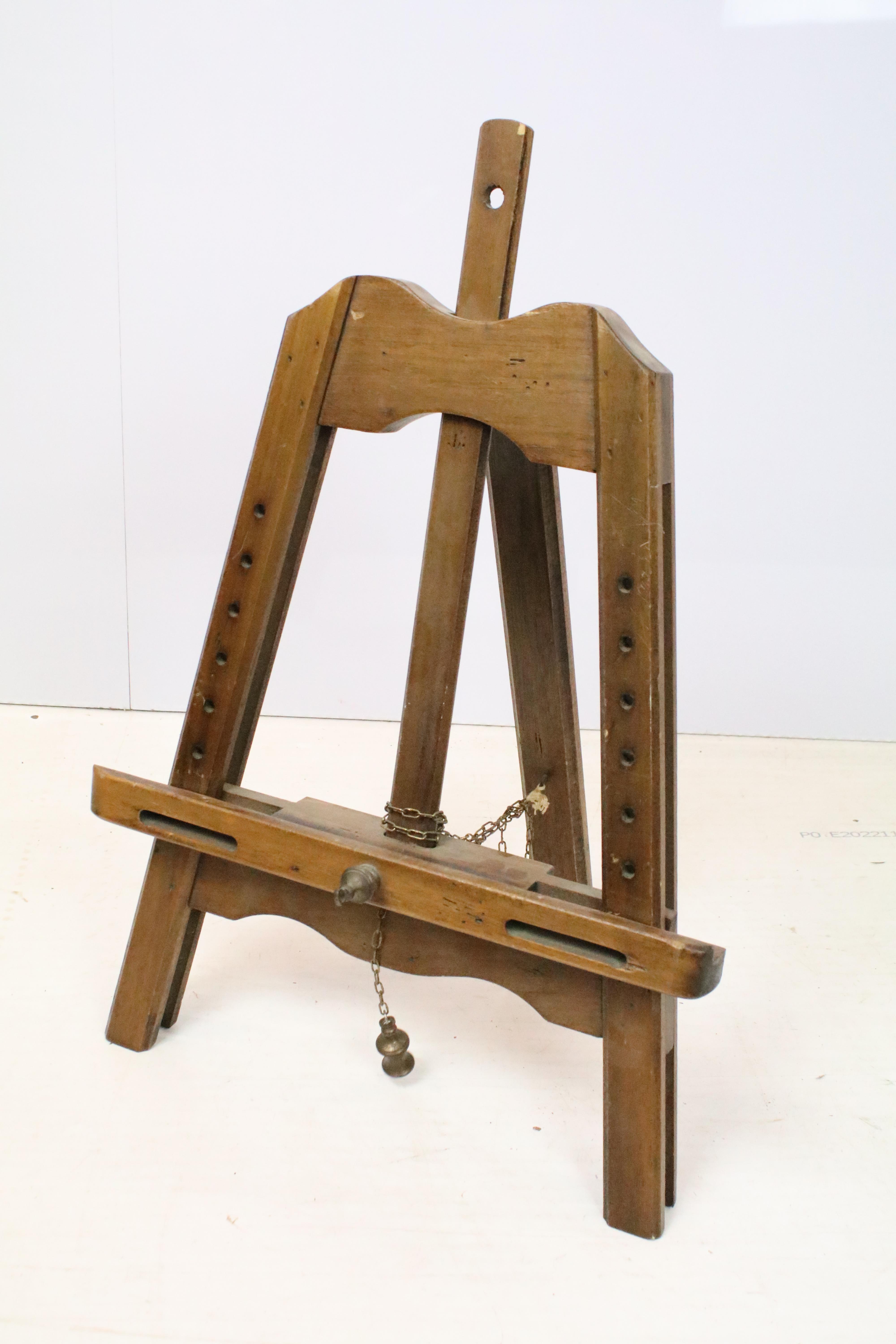 19th Century brass table top picture easel together with an adjustable wooden table top easel. - Image 5 of 6