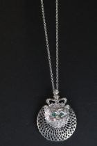 Silver cat pendant necklace, cased