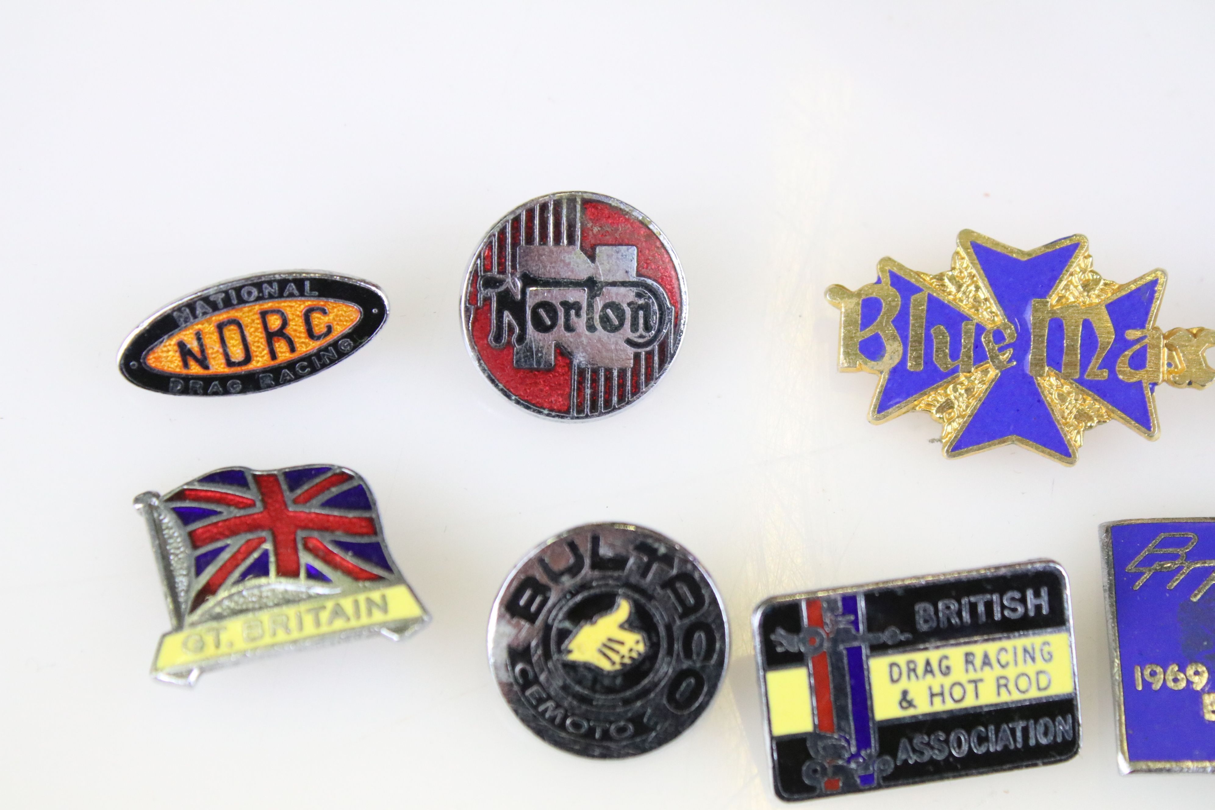 Stanley of London brass compass together with a small collection of motorcycling enamel badges ( - Image 2 of 6