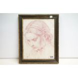 Framed and glazed drawing of a young girl