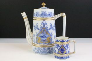 James Macintyre Aurelian coffee pot, decorated in pattern M213, registration numbers 308931 and