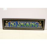 ' No Smoking ' Glass Advertising Sign, framed, 80cm x 22cm