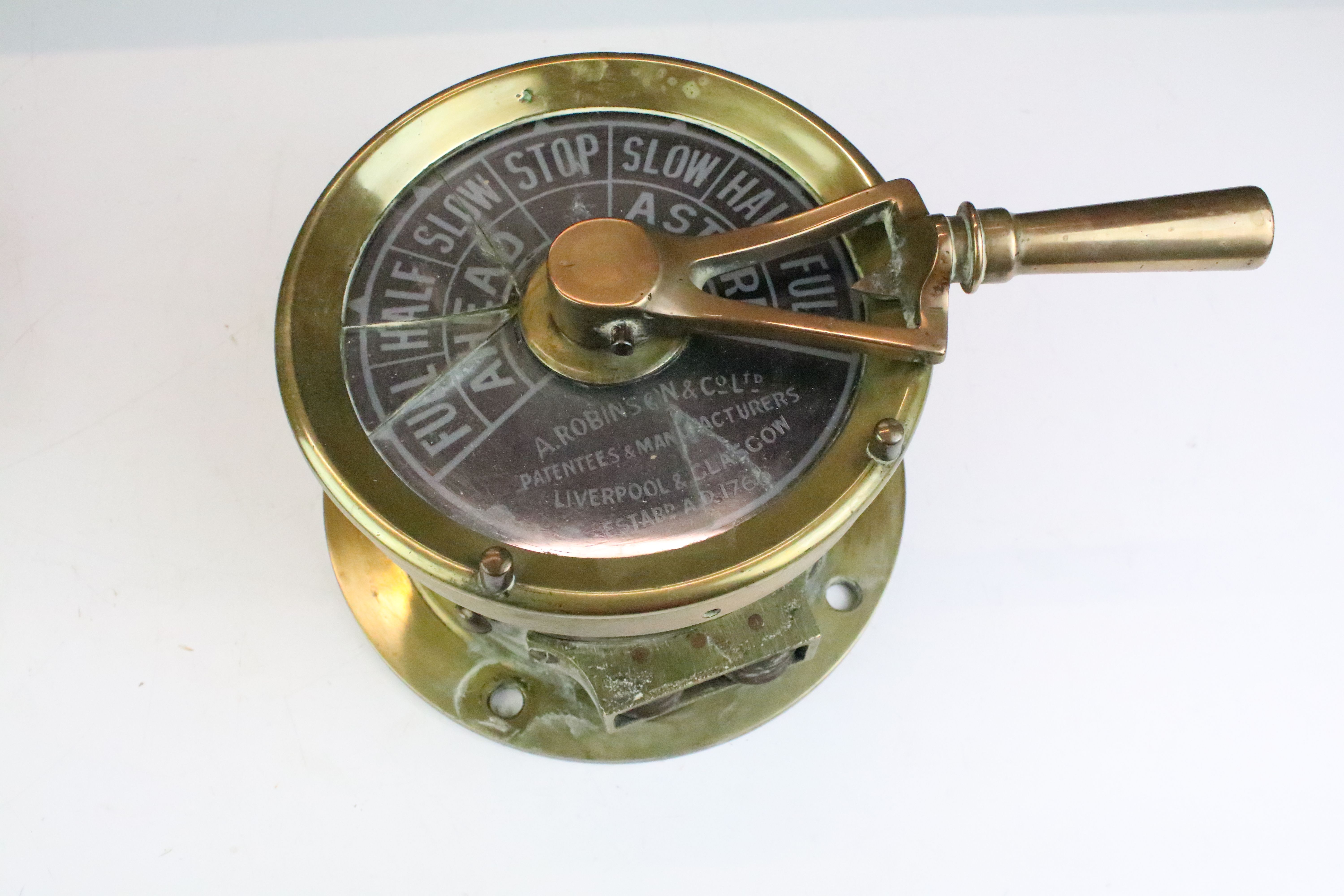 Early 20th Century A Robinson & Co brass cased ships telegraph together with a Smiths Empire brass - Image 3 of 6