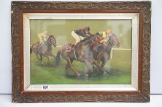 James Edmond, 'Pipped at the Post, Rock Star Wins the Guineas', oil on board, titled on label