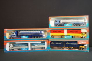 Five boxed Tekno 1/50 scale haulage diecast models to include HJ van Bentum tanker, ASG Transport-
