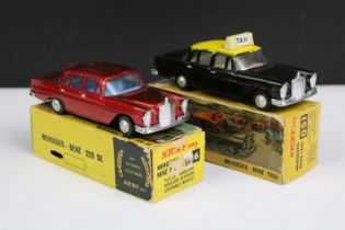 Two boxed Dinky Nicky Toys to include 051 Mercedes Benz Taxi in black with yellow roof and taxi sign