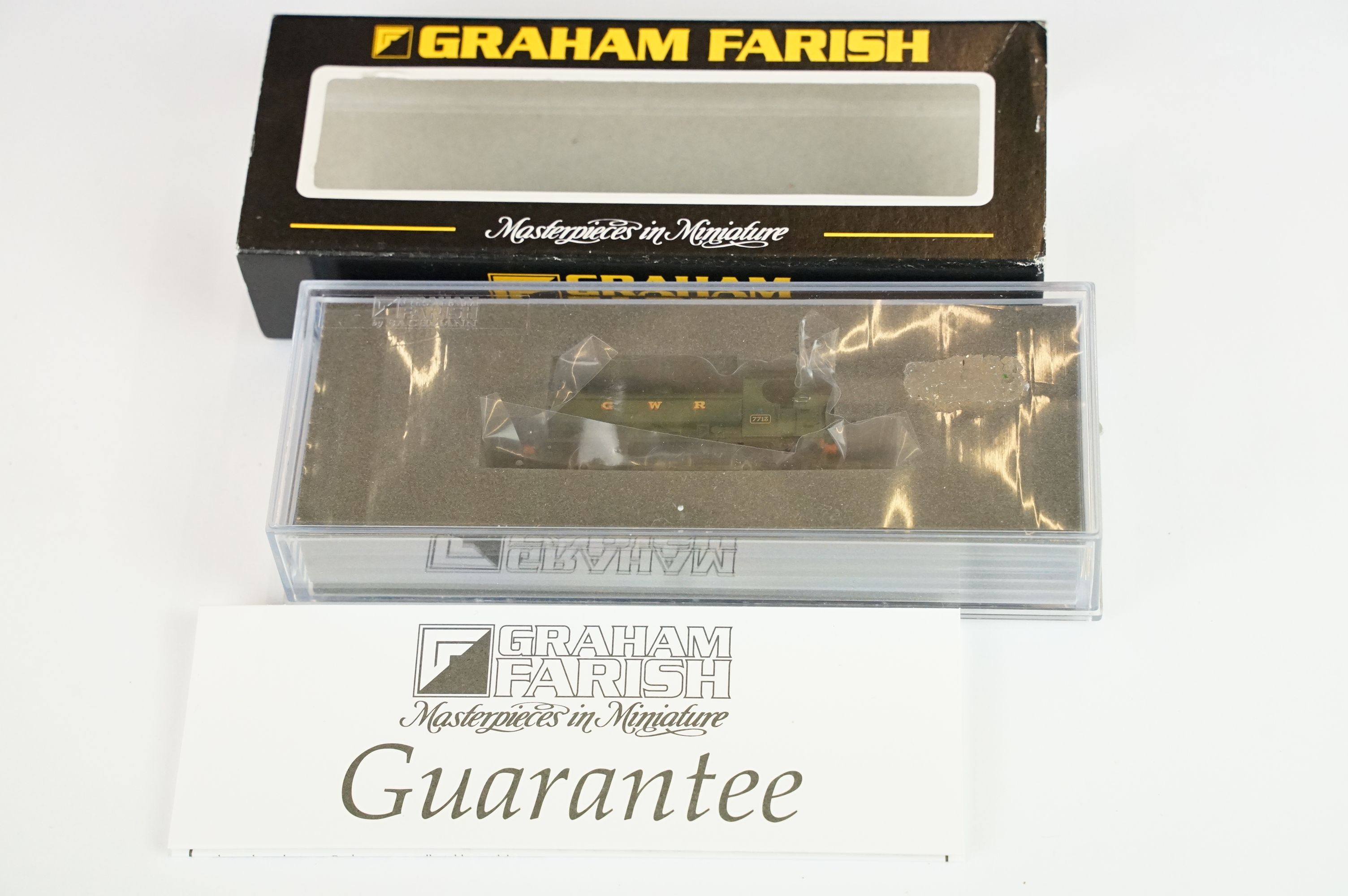 Five cased Graham Farish by Bachmann N gauge locomotives to include 371-905 57XX Pannier Tank 7713 - Image 7 of 11