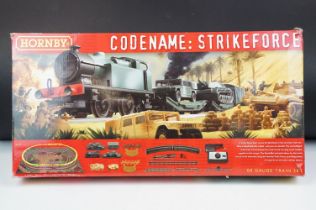 Boxed Hornby OO Gauge R1147 Codename: Strikeforce train set, all appearing complete and ex, box vg