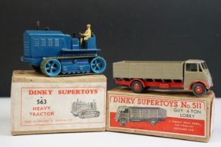 Two boxed Dinky Supertoys diecast models to include 563 Blaw Knox Heavy Tractor in dark blue body,