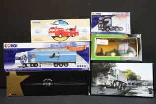 Six boxed diecast models to include 2 x Corgi Hauliers Of Renown (1/50 CC13780 Scania R Topline &