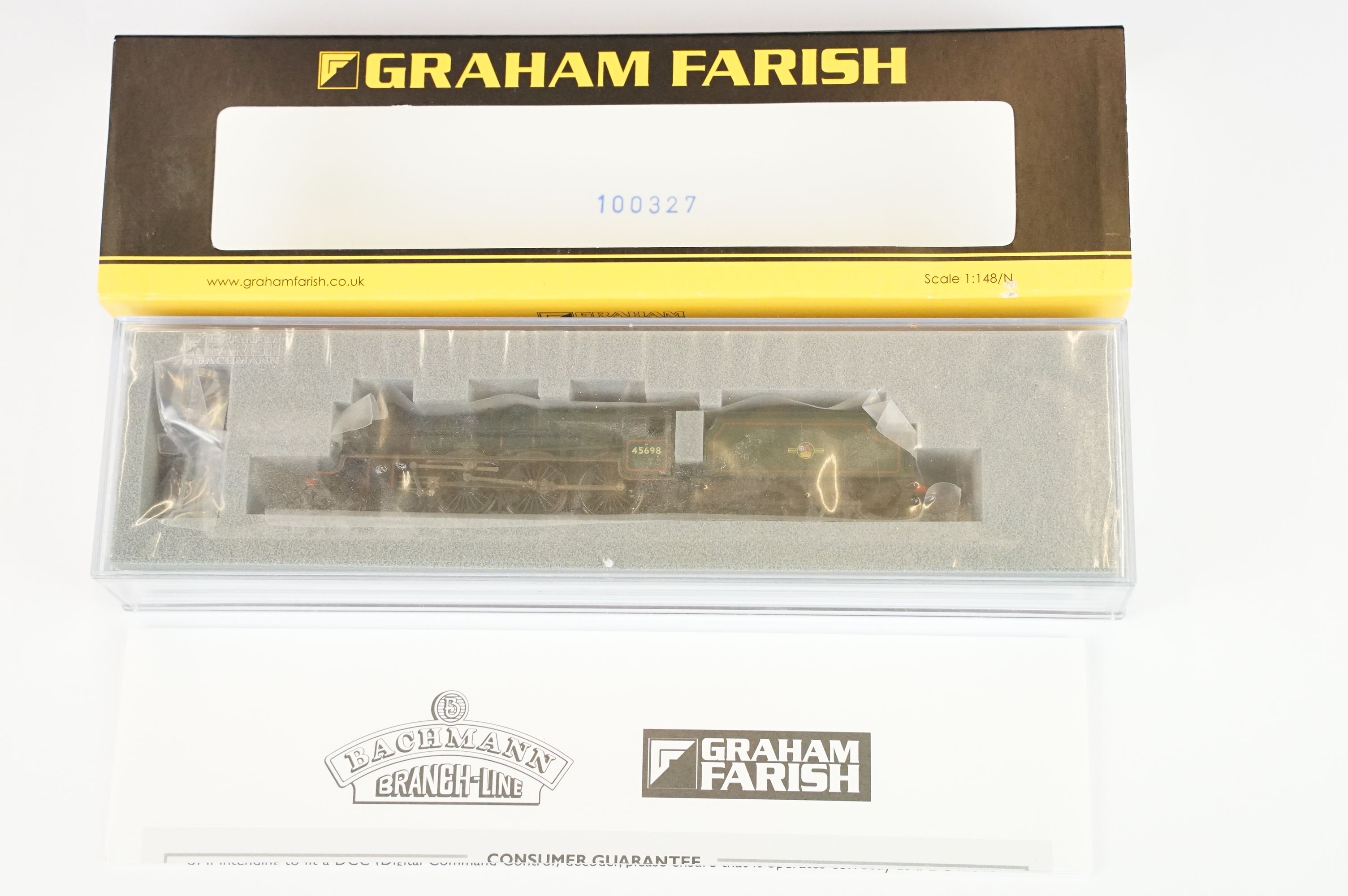 Three cased Graham Farish by Bachmann N gauge locomotives to include 372-478 Jubilee Class 45698 - Image 2 of 8