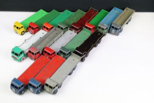 16 Mid 20th C Dinky commercial diecast models to include Foden and Leyland Octopus examples, showing