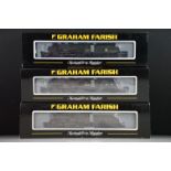 Three cased Graham Farish by Bachmann N gauge locomotives to include 372-576 Royal Scot locomotive