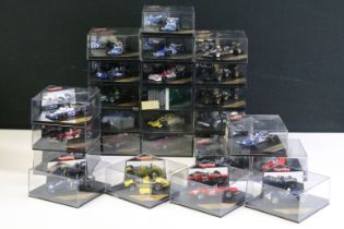 26 Cased Quartzo F1 Formula 1 and racing diecast models, all variants, ex