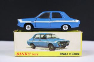 Boxed French Dinky 1424G Renault 12 Gordini Rally Car with blue body with 2 x white stripes around