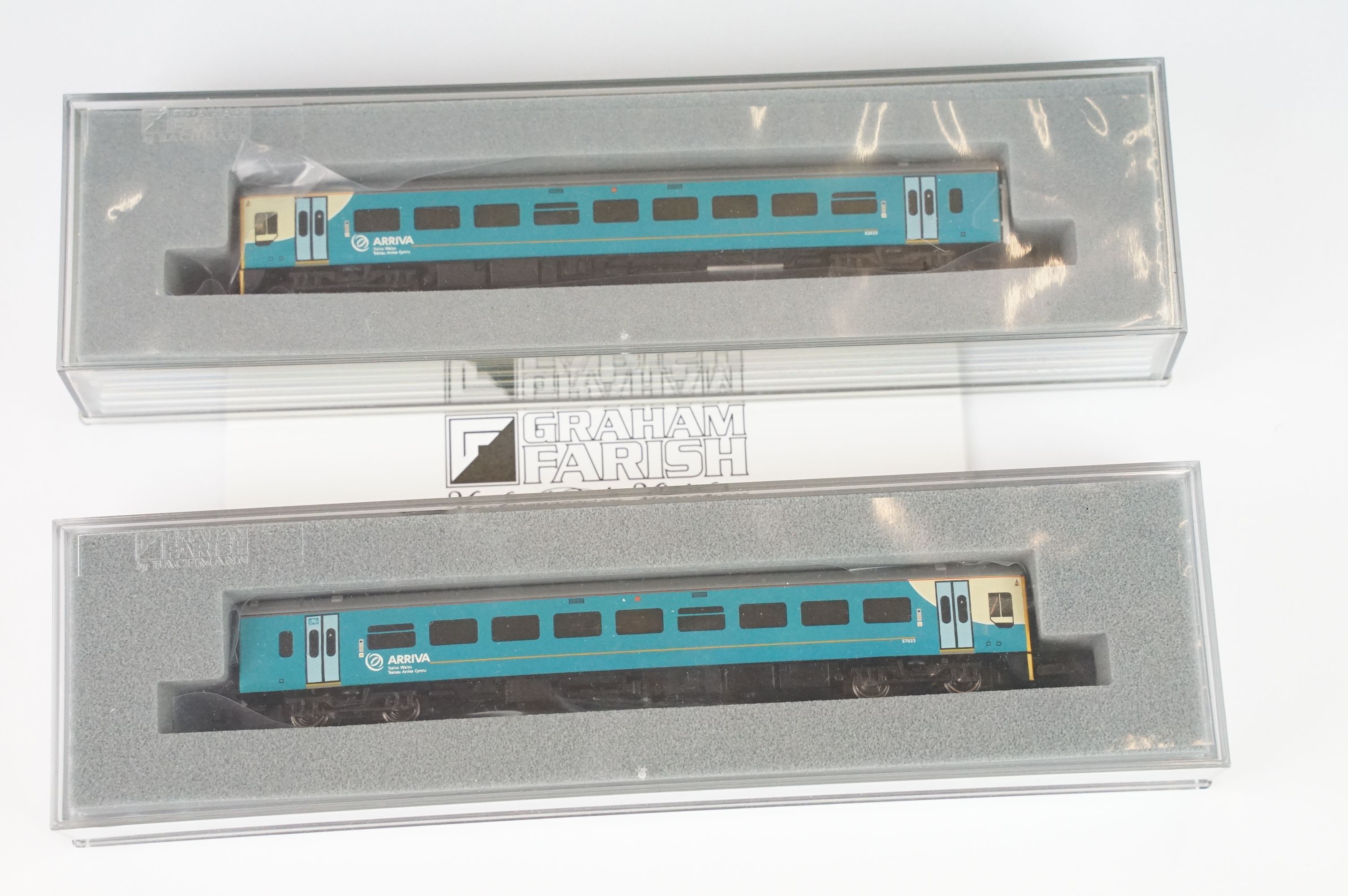 Two cased Graham Farish by Bachmann N gauge DMU sets to include 371-553 158 2 Car DMU Wessex Train - Image 5 of 6