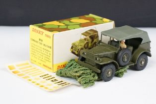 Boxed French Dinky 810 Command Car Militaire diecast model complete with unused sticker sheet and