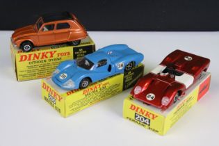 Three boxed French Dinky With Speedwheels diecast models to include 149 Citroen Dyane in metallic