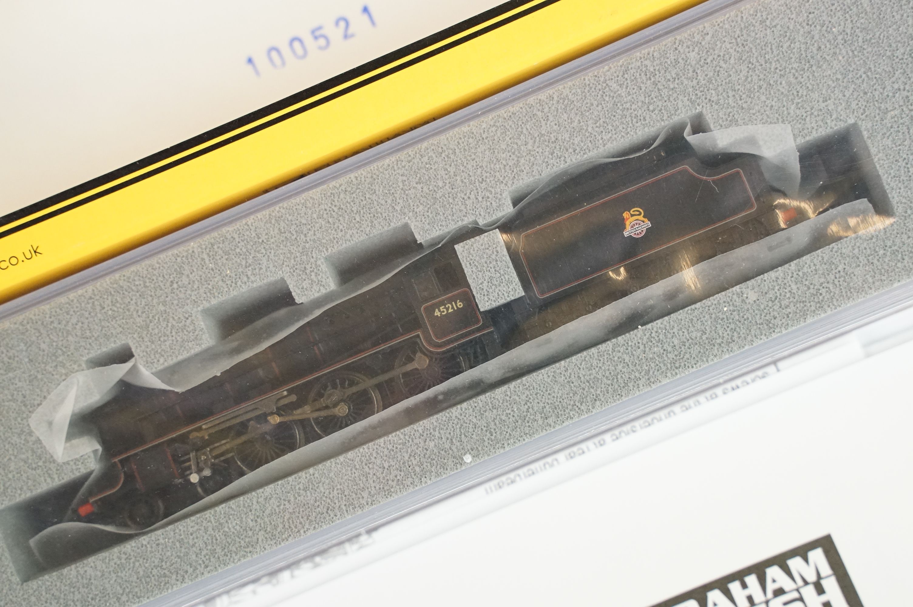 Three cased Graham Farish by Bachmann N gauge locomotives to include 372-136 Black 5 45216 BR - Image 7 of 8