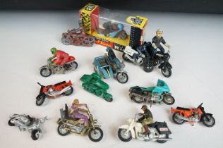 Boxed Britains Speed Twin Rider Motorcycle (vg overall), along with 12 x playworn diecast /