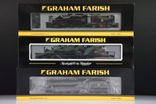Three cased Graham Farish by Bachmann N gauge locomotives to include 372-478 Jubilee Class 45698