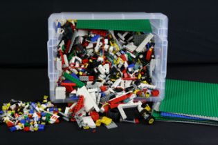 Collection of various loose Lego to include bricks, parts, accessories, wheels, etc and 10 x base