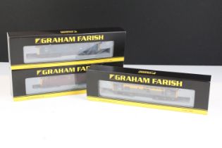 Three cased Graham Farish by Bachmann N gauge locomotives to include 371-466 Class 37/0 Diesel BR