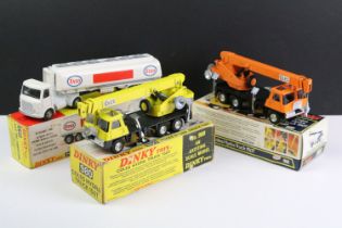 Three boxed Dinky diecast models to include 980 Coles Hydra Truck 150T in orange, complete with