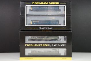 Two cased Graham Farish by Bachmann N gauge DMU sets to include 371-876 Class 108 DMU BR Blue (two